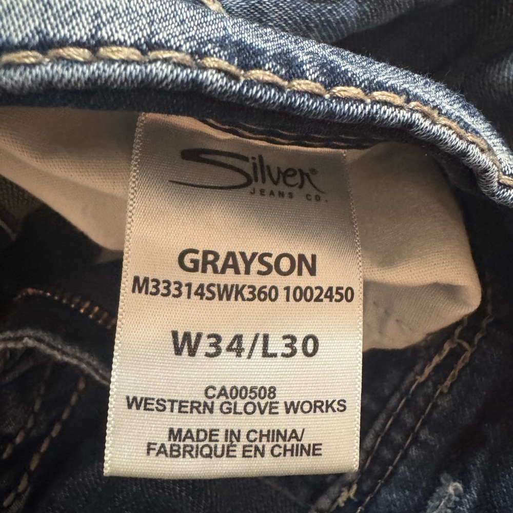 Silver Jeans Men’s Dark Indigo Straight Leg Jeans. 34 x 30 - Picture 6 of 6
